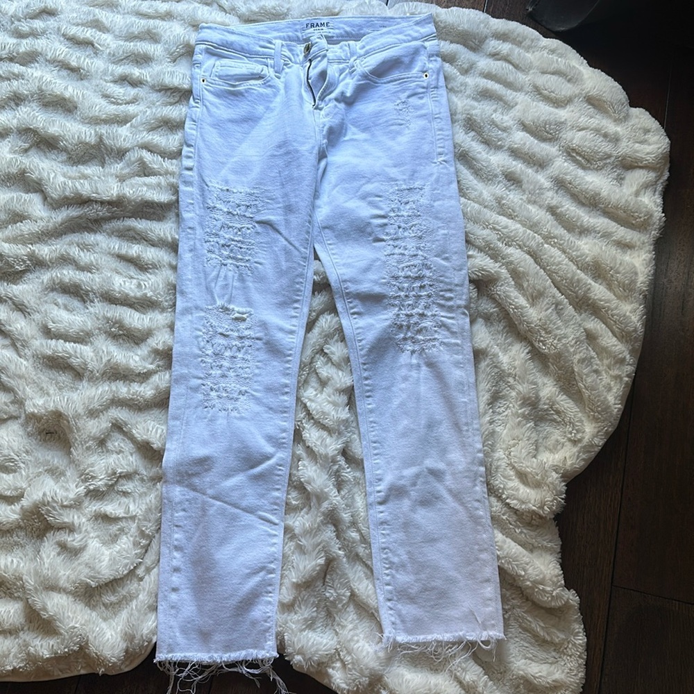 Frame Le Boy White Denim Jeans